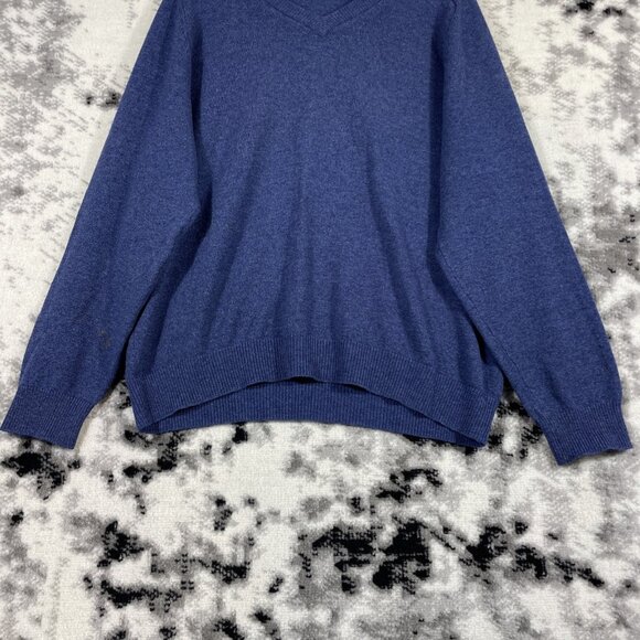 LL Bean Lambs Wool Sweater Mens Size S/M Blue V-Neck Comfort Casual - Picture 5 of 8
